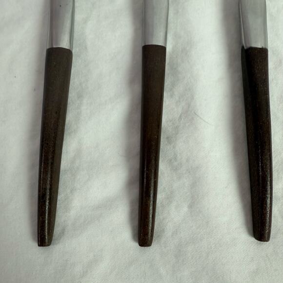 Ekco Eterna La Joya VTG Set 3 Tea Spoons Stainless Steel Faux Wood Flatware - Picture 5 of 5